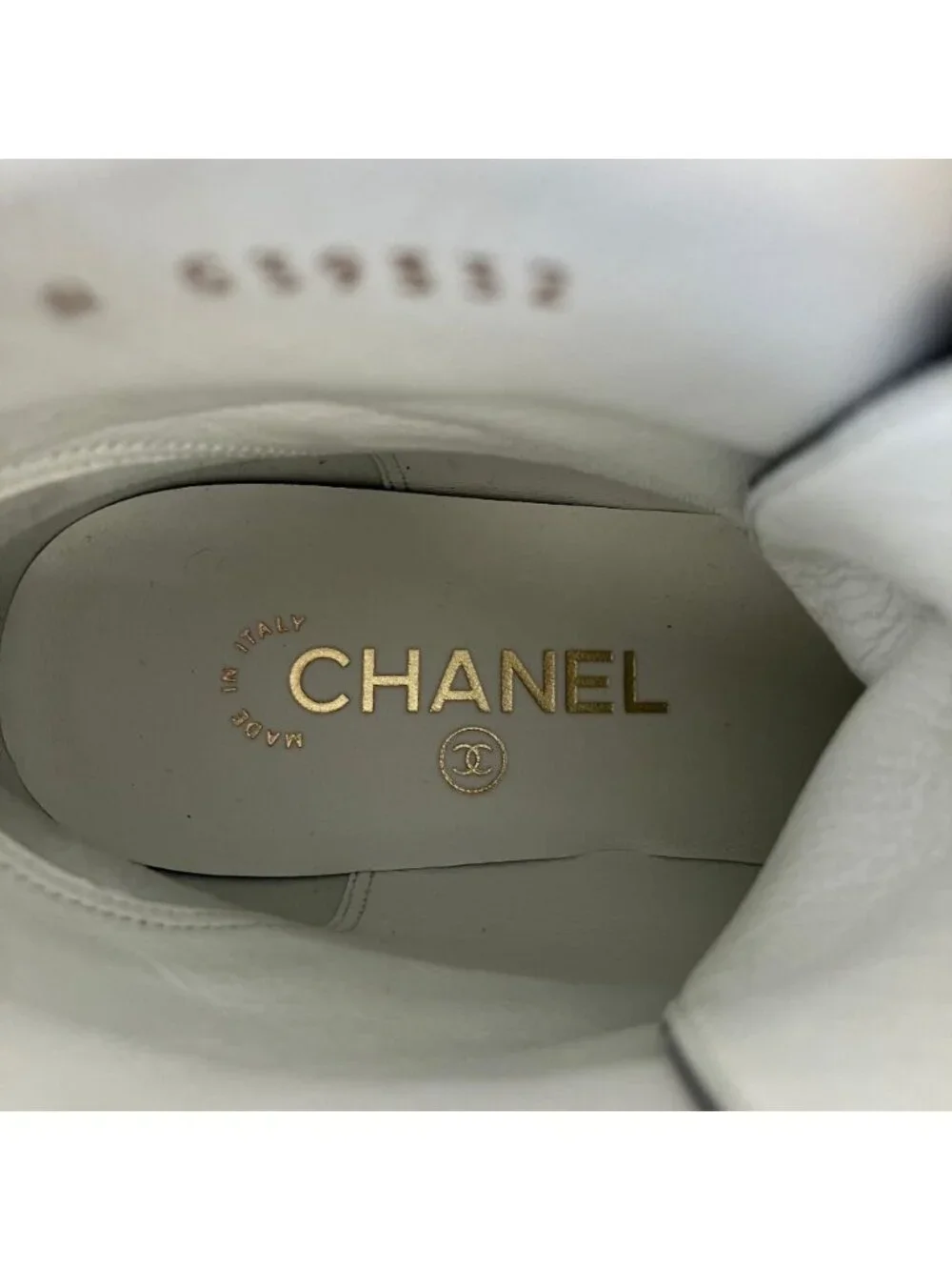 Chanel CC Logo Chain Decoration Lace Up Boots 37.5 Black